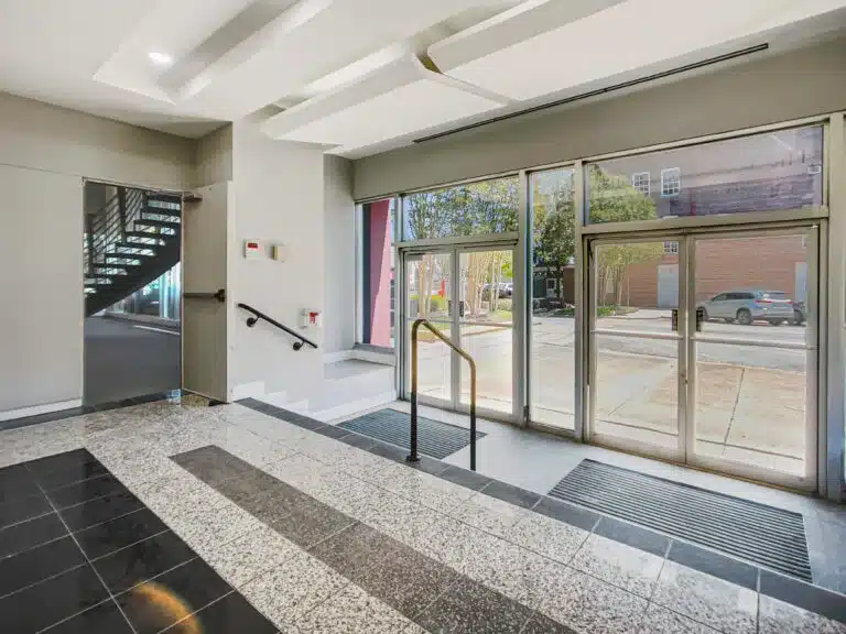 a room with a large window