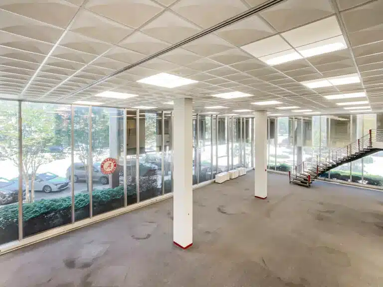 a room with a large window