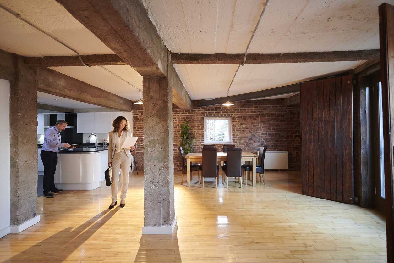 a room with a wood floor